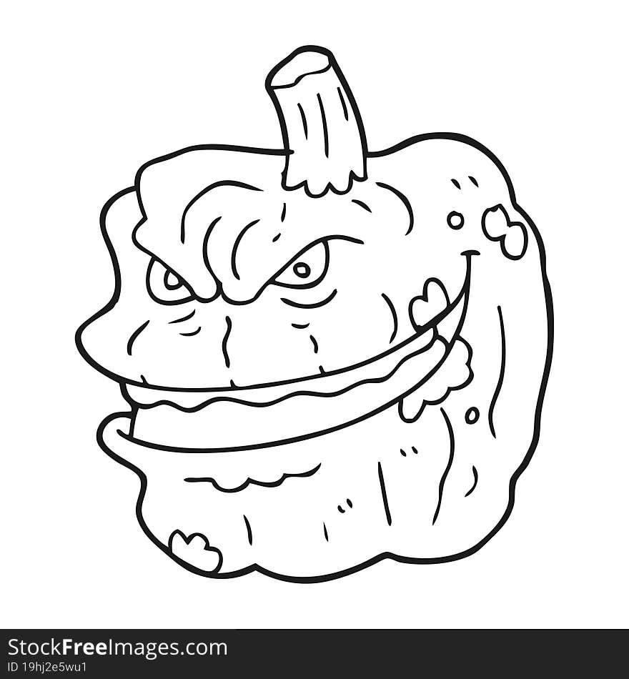 black and white cartoon spooky pumpkin