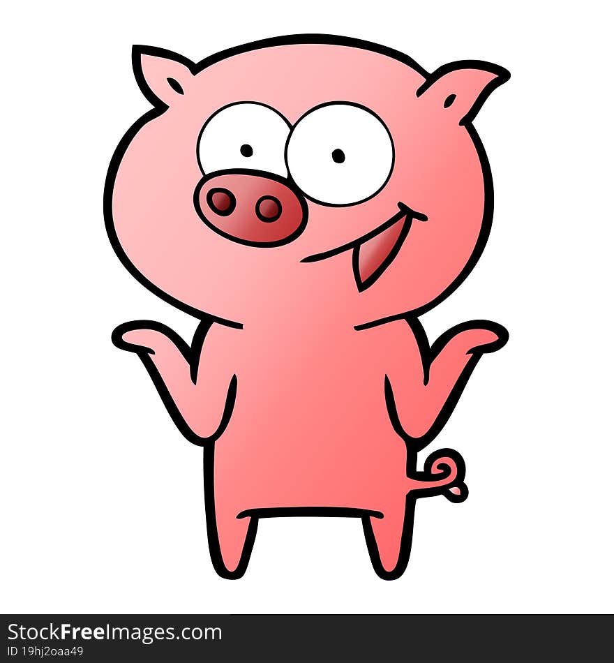 cartoon pig with no worries. cartoon pig with no worries