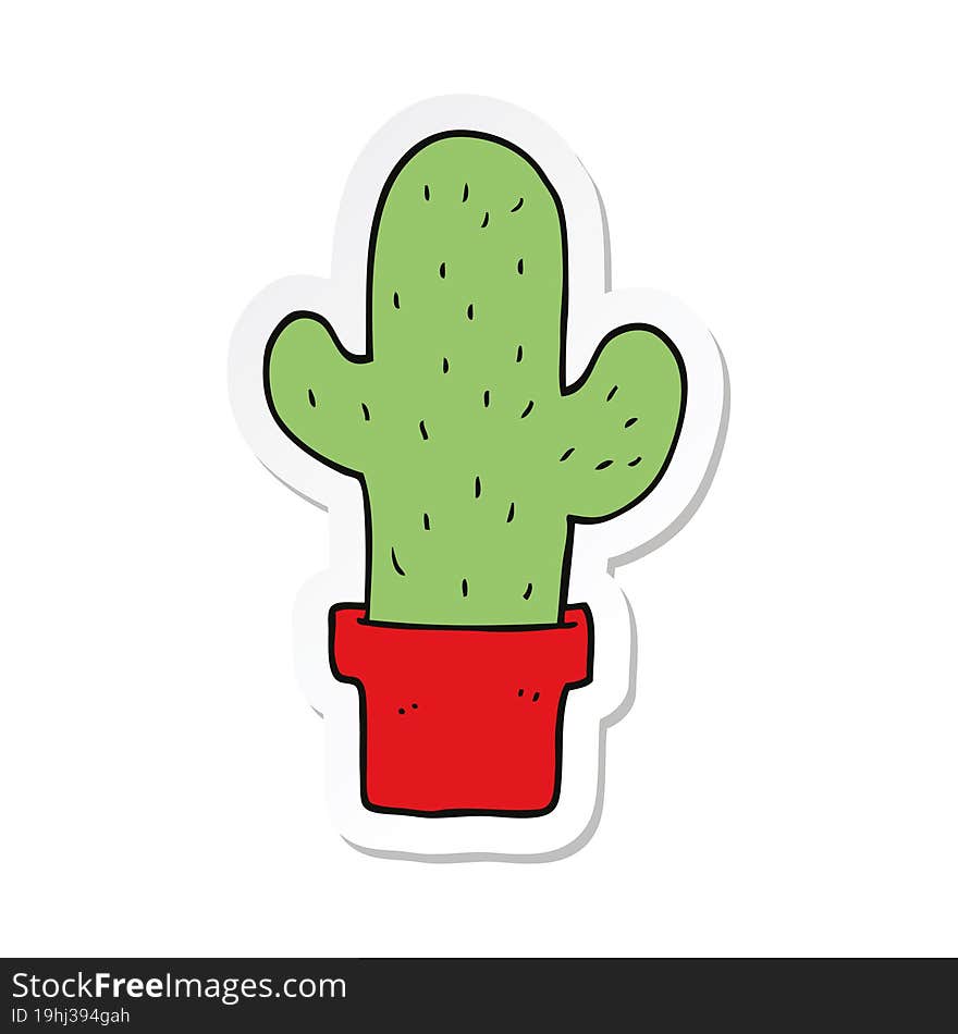 sticker of a cartoon cactus