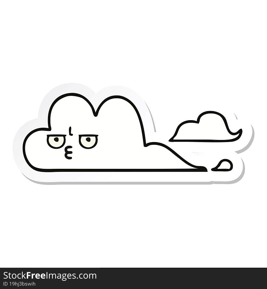 sticker of a cute cartoon white cloud