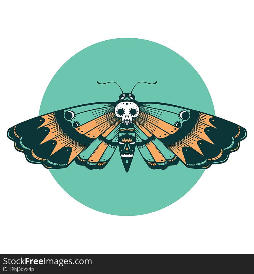 tattoo style icon of a deaths head moth