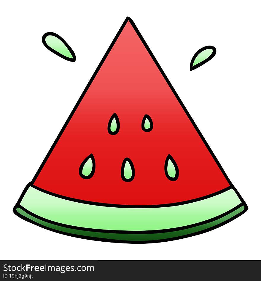 Quirky Gradient Shaded Cartoon Watermelon