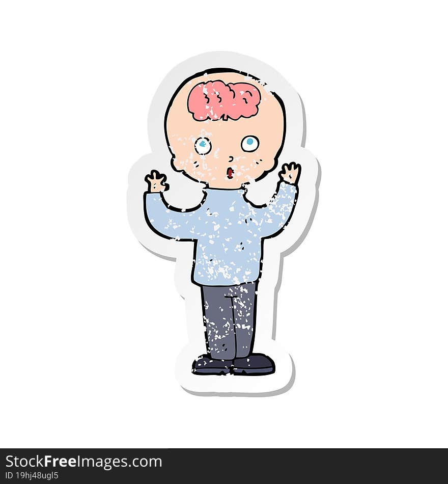 Retro Distressed Sticker Of A Cartoon Genius