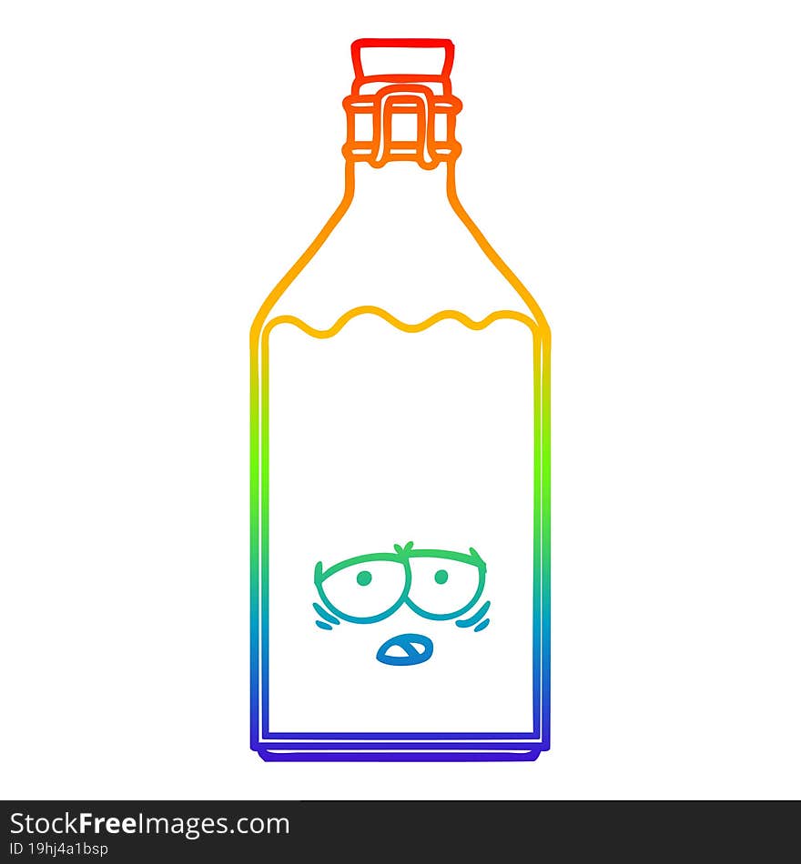 Rainbow Gradient Line Drawing Cartoon Old Milk Bottle