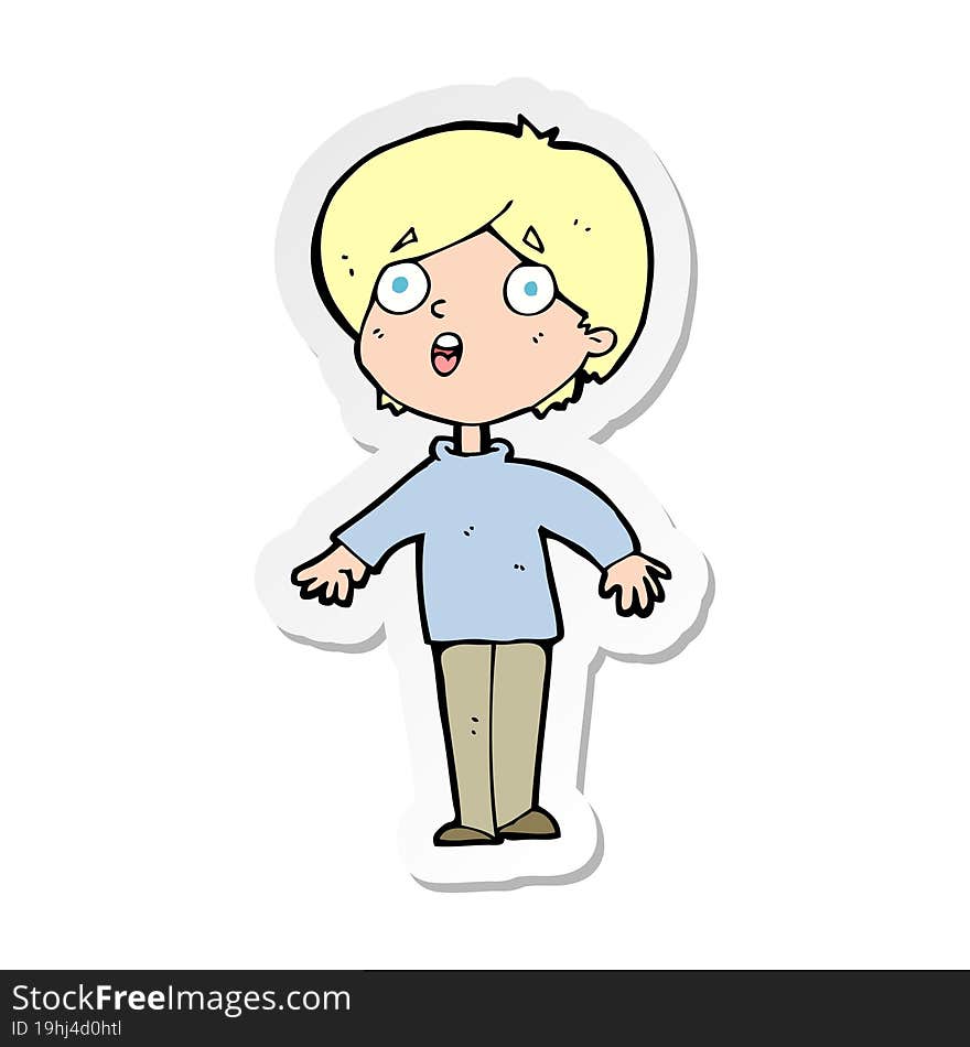 sticker of a cartoon surprised man