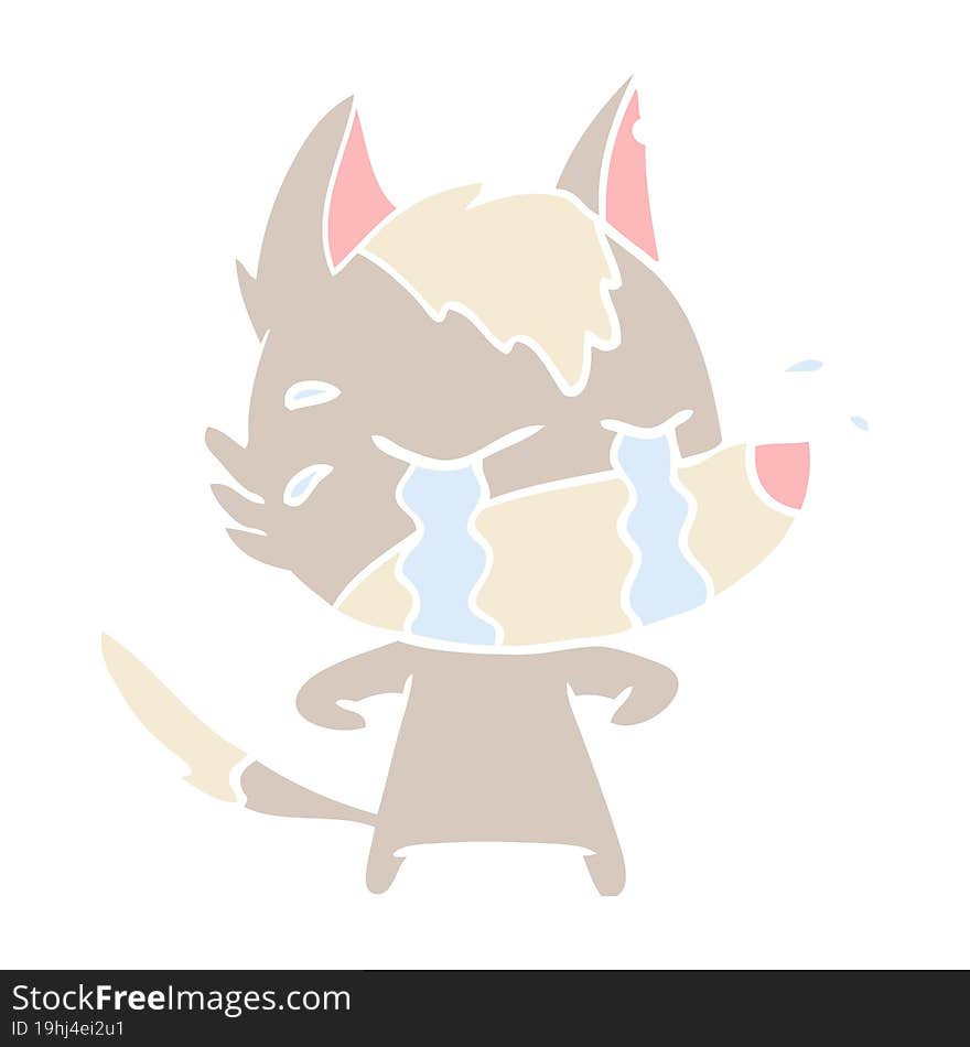 Flat Color Style Cartoon Crying Wolf