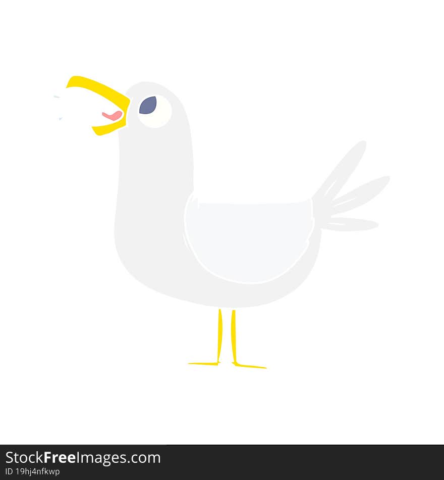 flat color style cartoon seagull