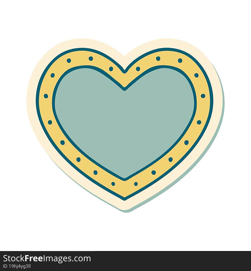 sticker of tattoo in traditional style of a heart. sticker of tattoo in traditional style of a heart