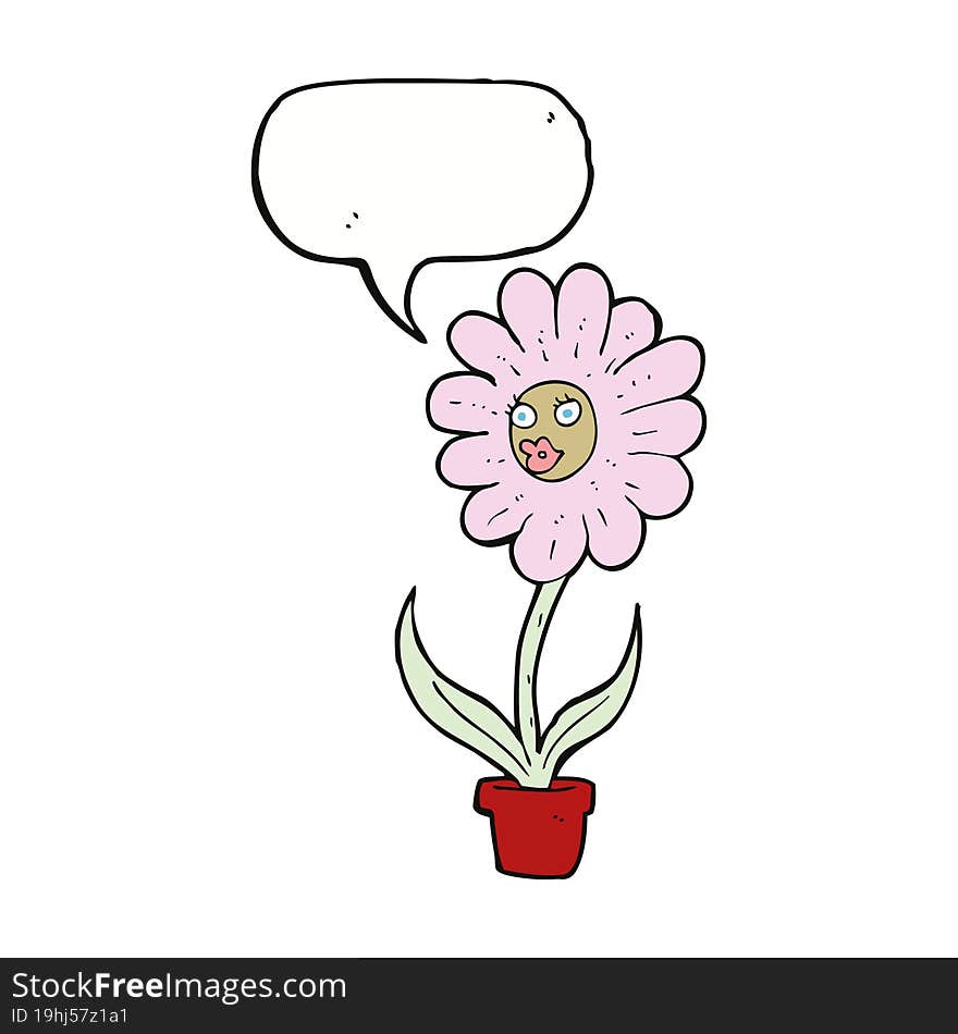 cartoon flower with speech bubble