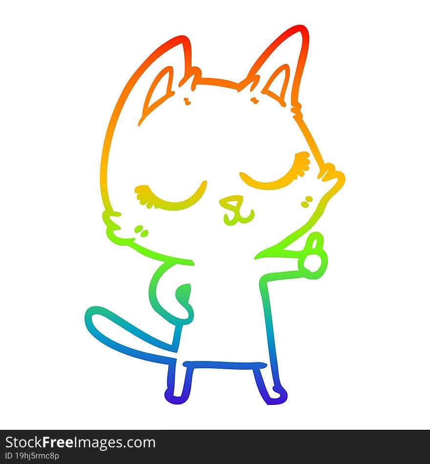 rainbow gradient line drawing calm cartoon cat