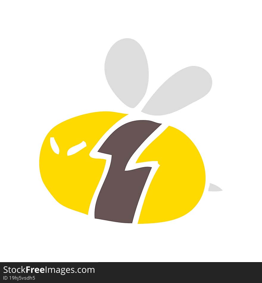 Flat Color Illustration Cartoon Bee