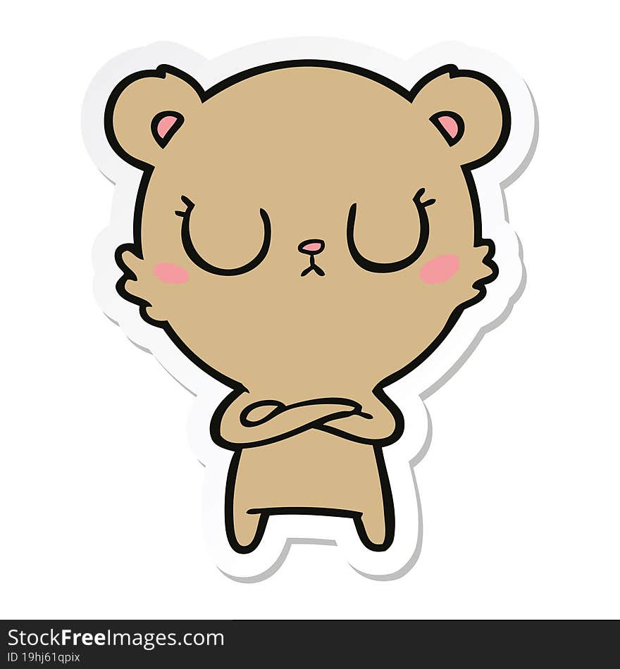 Sticker Of A Peaceful Cartoon Bear Cub