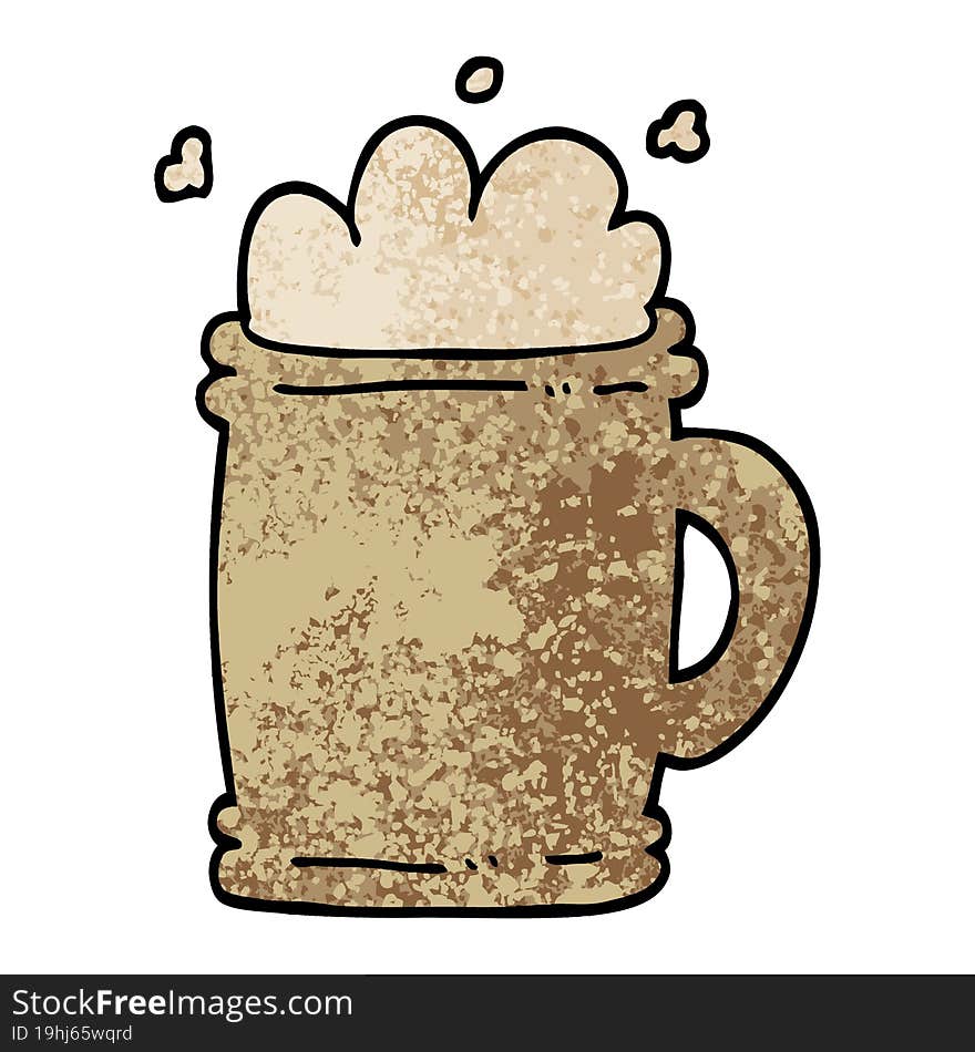 grunge textured illustration cartoon beer tankard