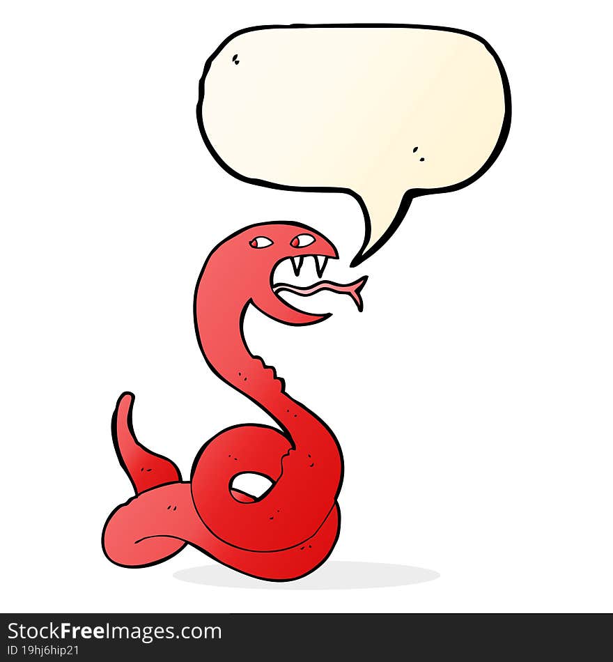 Cartoon Hissing Snake With Speech Bubble