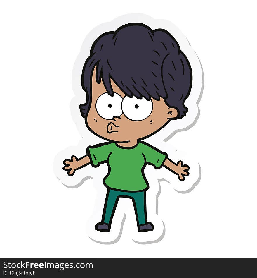 Sticker Of A Cartoon Woman