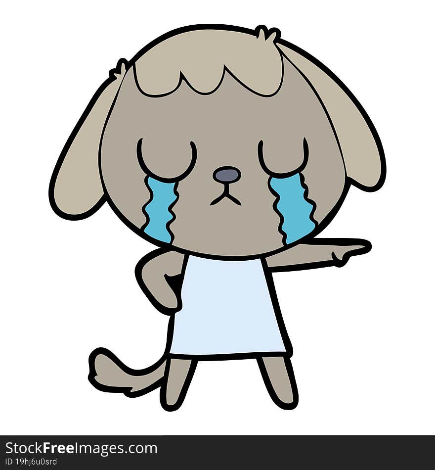 cute cartoon dog crying. cute cartoon dog crying