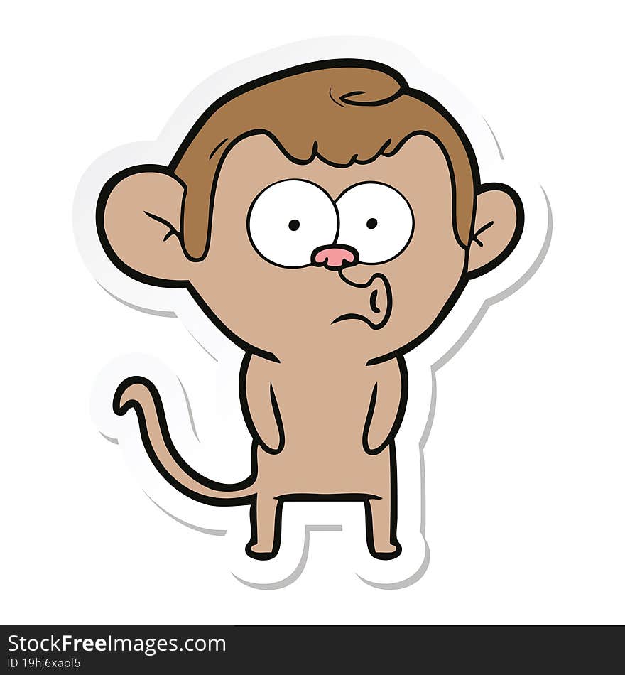 sticker of a cartoon hooting monkey