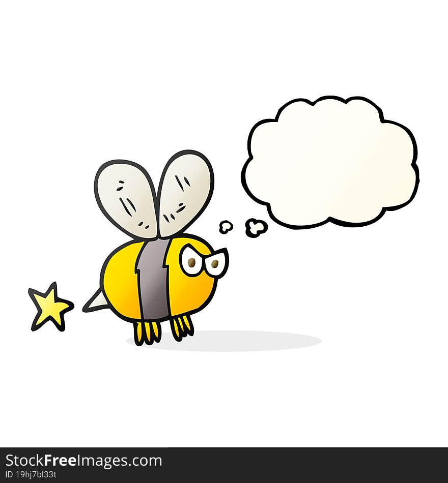 freehand drawn thought bubble cartoon angry bee