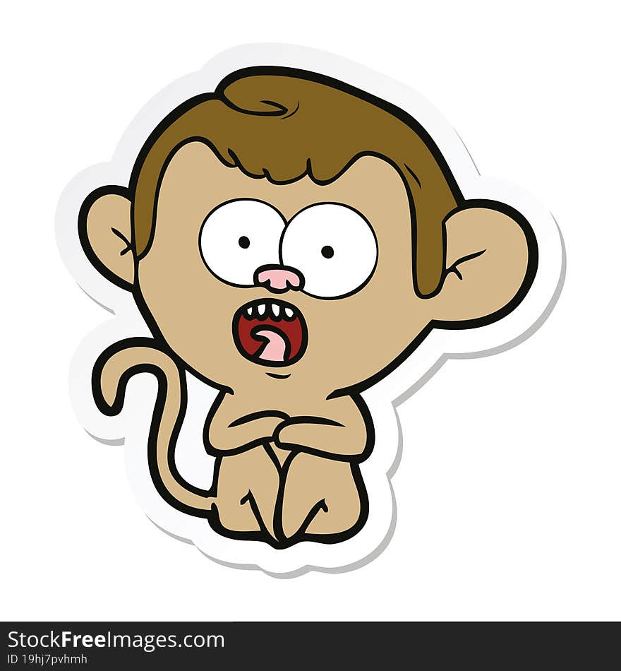 sticker of a cartoon shocked monkey