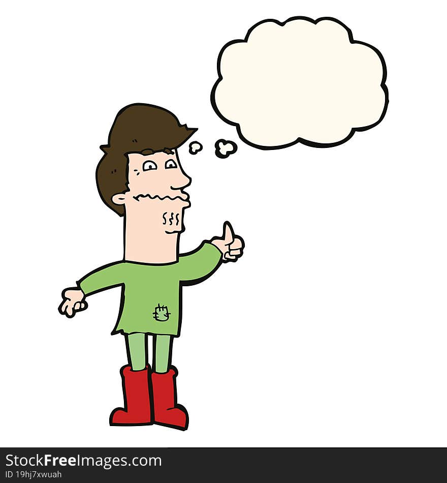 cartoon nervous man with thought bubble