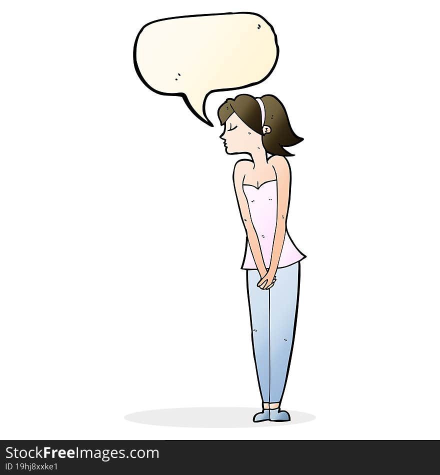 cartoon pretty woman with speech bubble