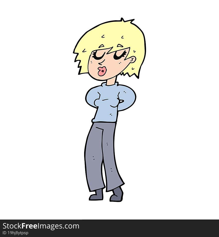 cartoon woman whistling