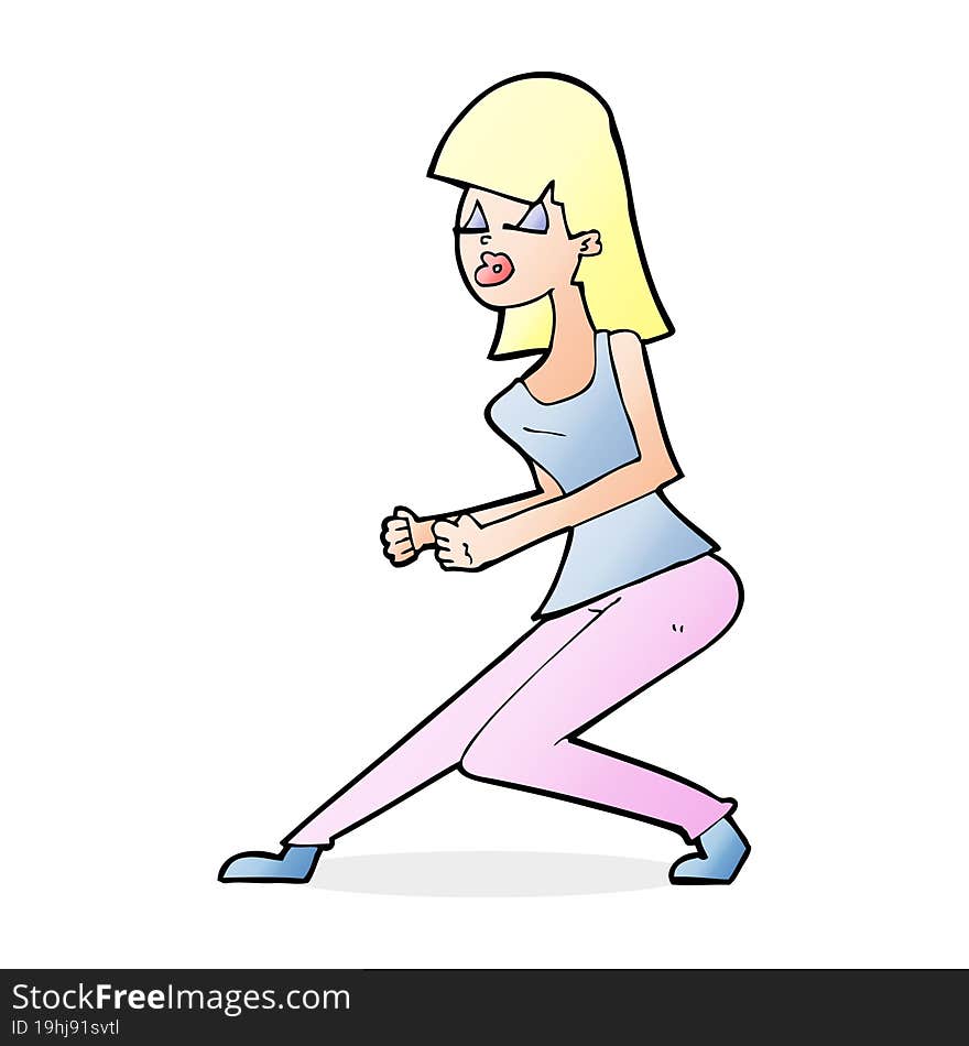 cartoon crazy dancing girl