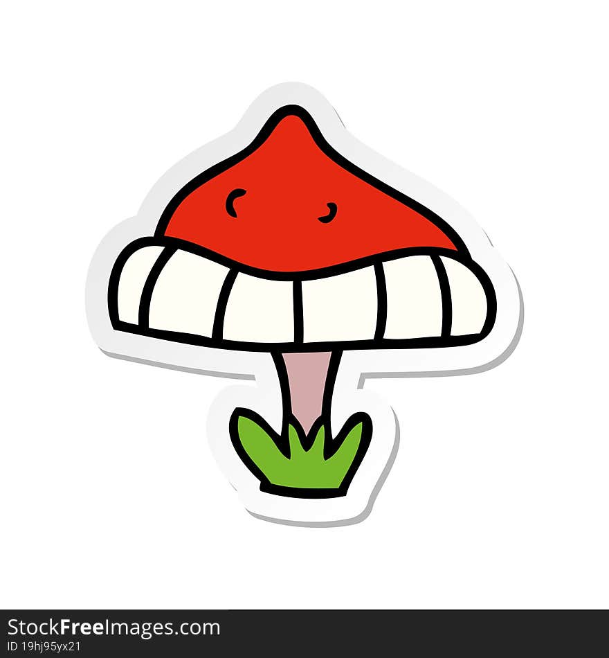 hand drawn sticker cartoon doodle of a single toadstool