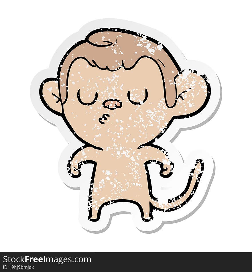 distressed sticker of a cartoon monkey