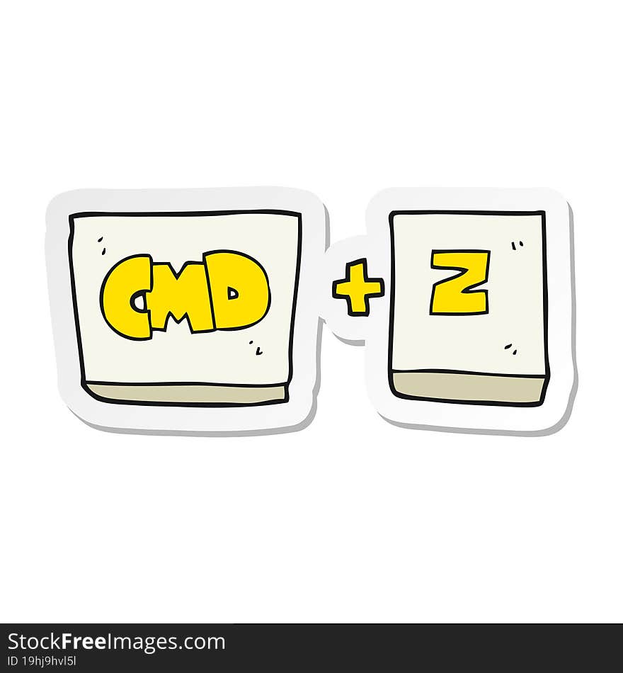 sticker of a cartoon command Z function