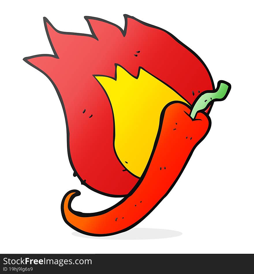 cartoon flaming hot chilli pepper