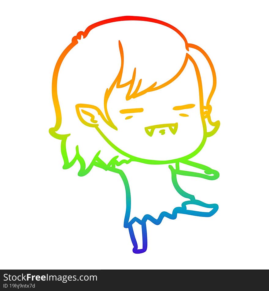 rainbow gradient line drawing cartoon undead vampire girl