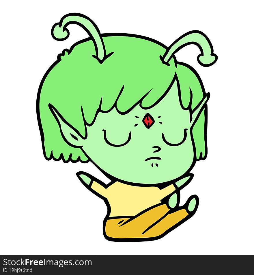 cartoon alien girl. cartoon alien girl