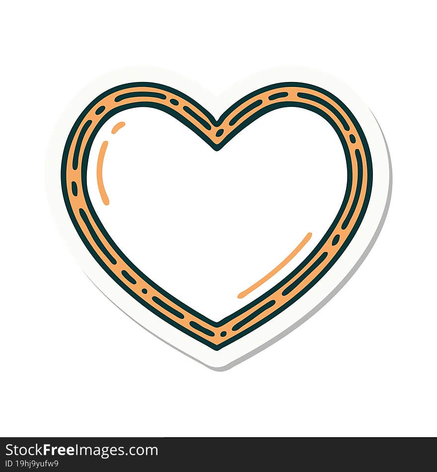 sticker of tattoo in traditional style of a heart. sticker of tattoo in traditional style of a heart