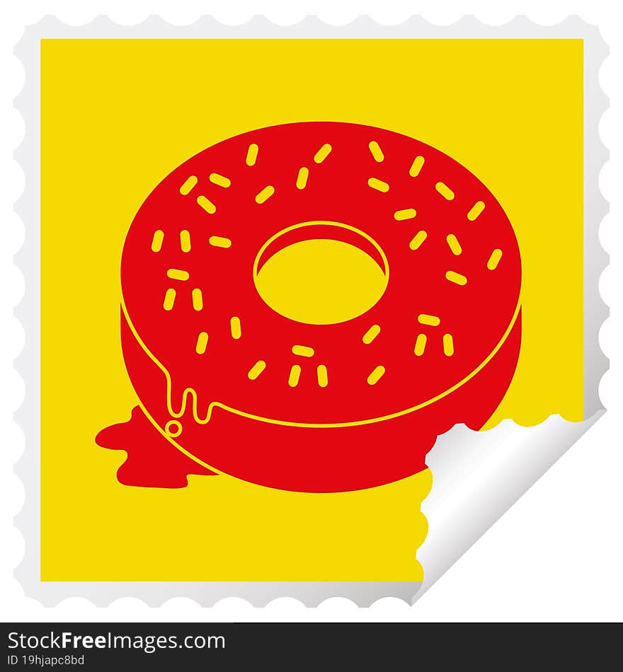 Tasty donut square peeling sticker