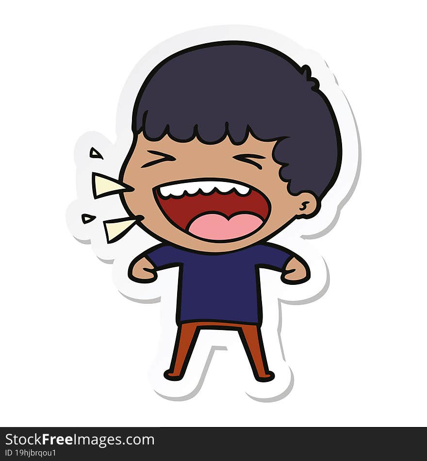 Sticker Of A Cartoon Laughing Man