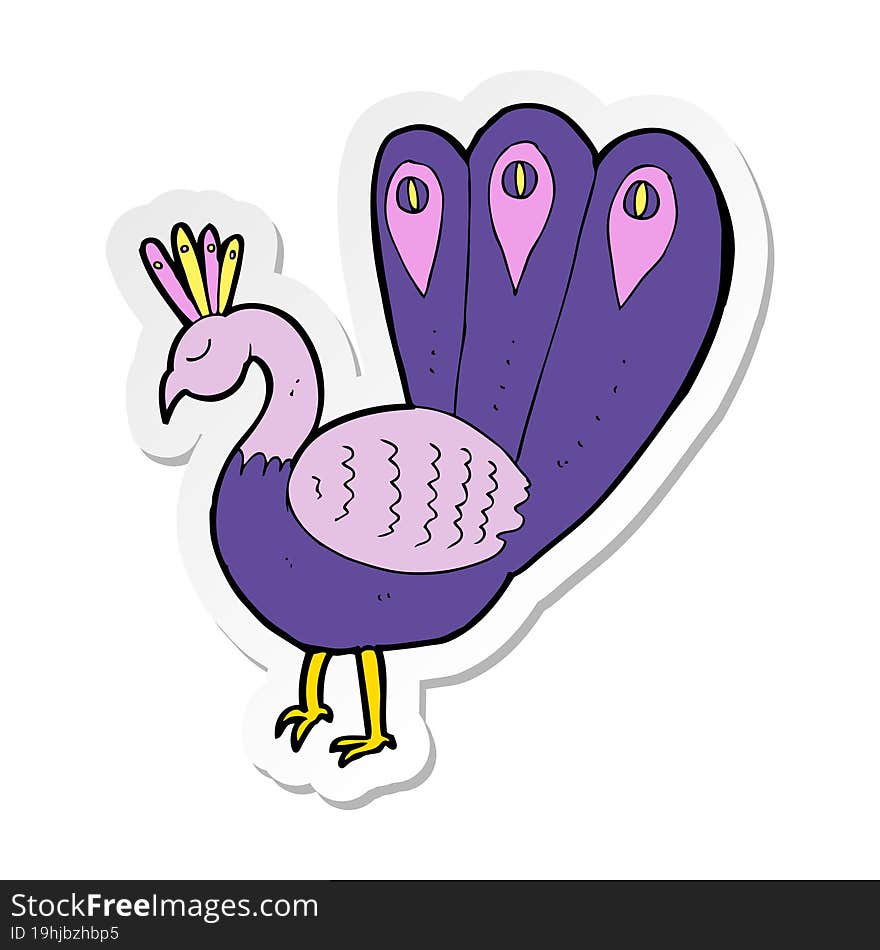 Sticker Of A Cartoon Peacock