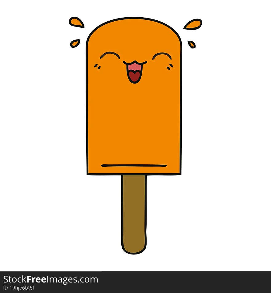 quirky hand drawn cartoon orange ice lolly