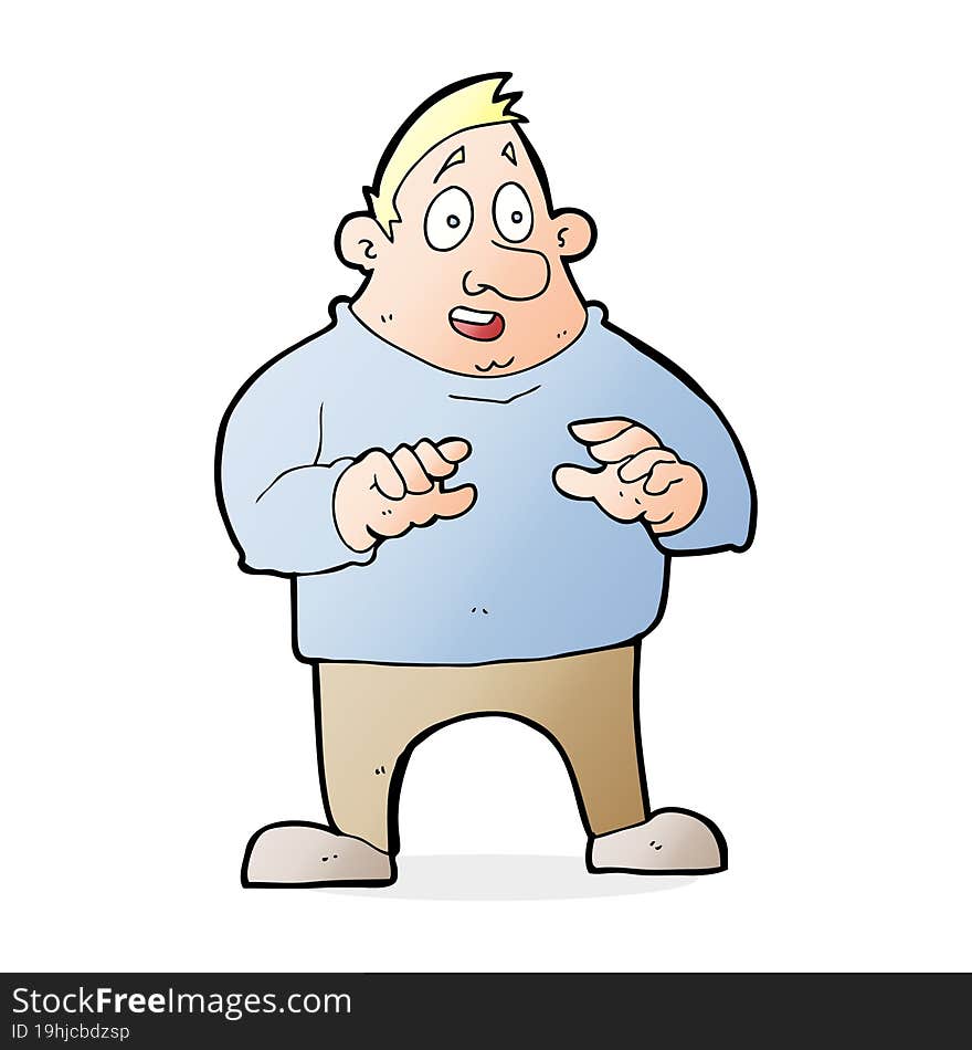 cartoon excited overweight man