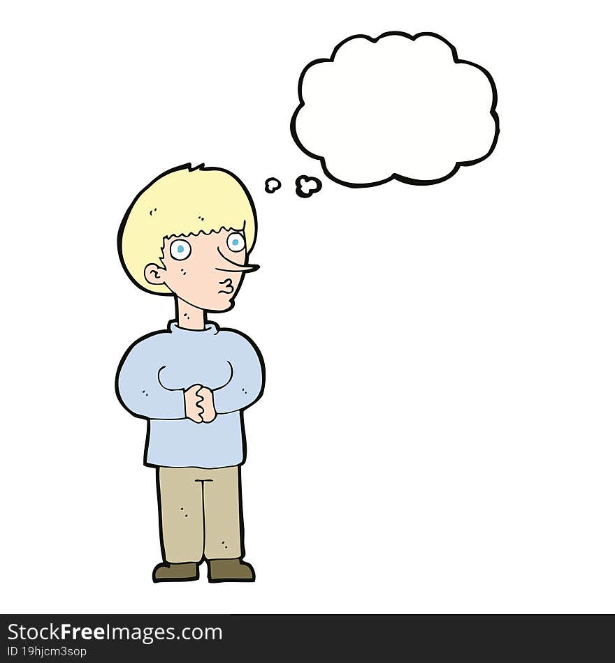 Cartoon Nervous Man With Thought Bubble