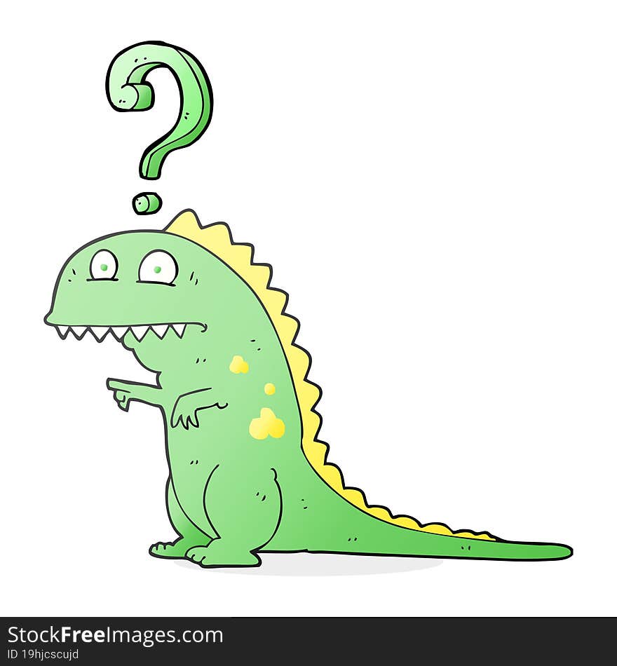 Cartoon Confused Dinosaur