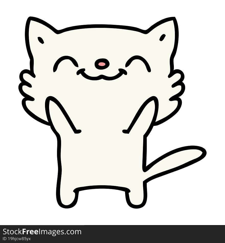 cartoon of a happy little cat