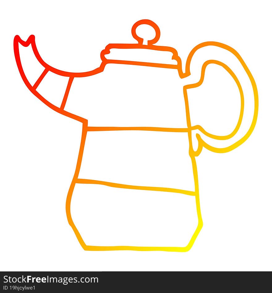 Warm Gradient Line Drawing Cartoon Coffee Pot