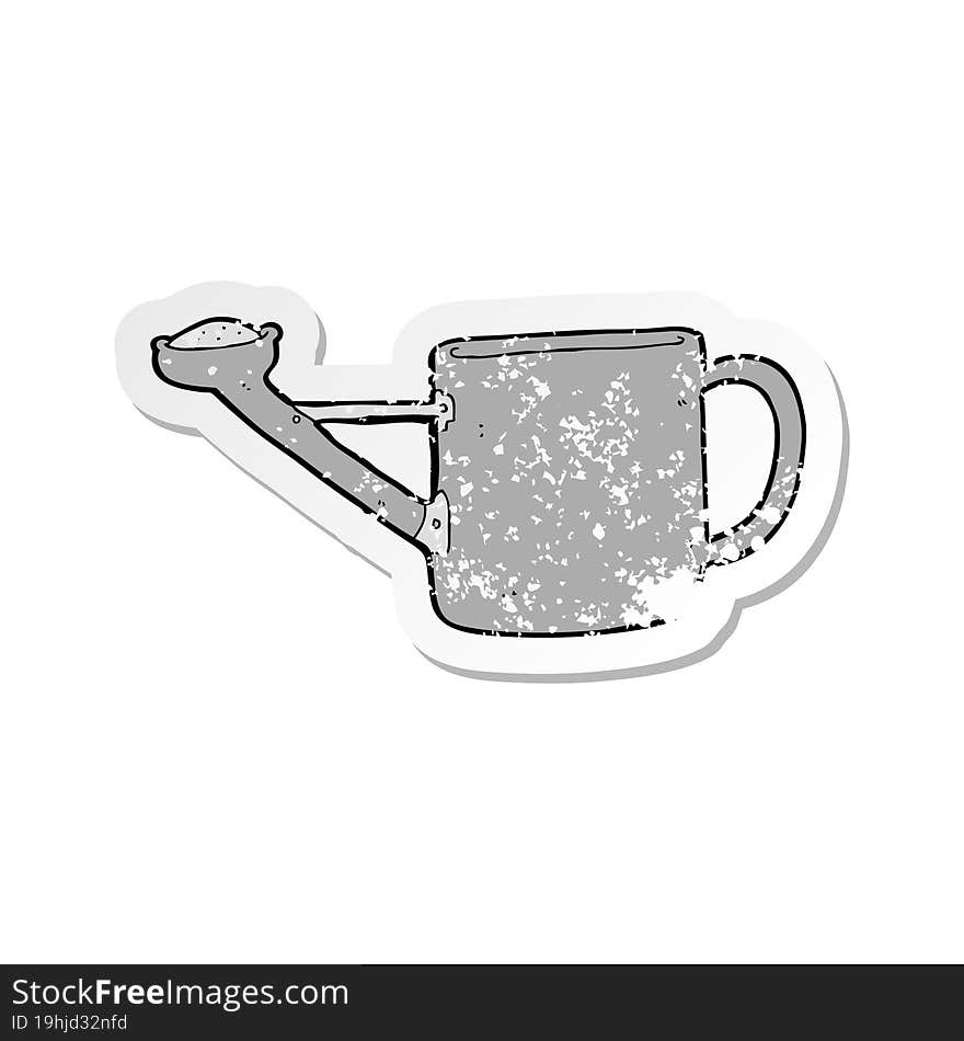 retro distressed sticker of a watering can cartoon