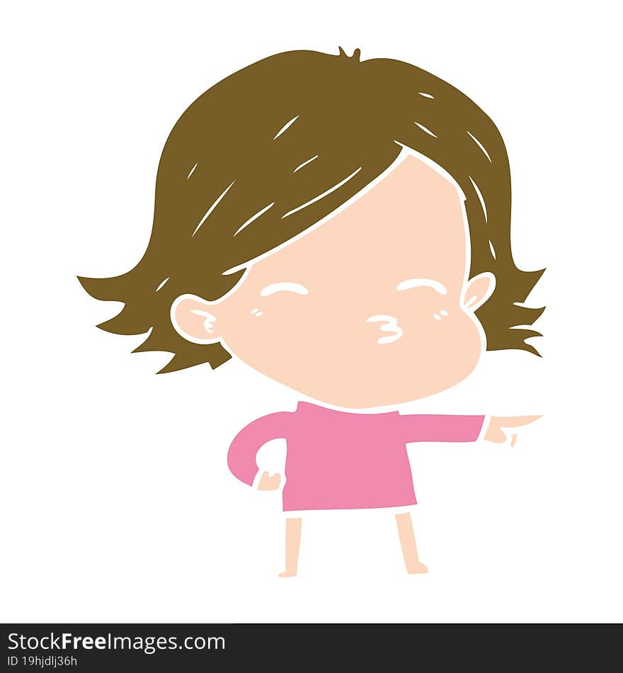 flat color style cartoon woman pointing