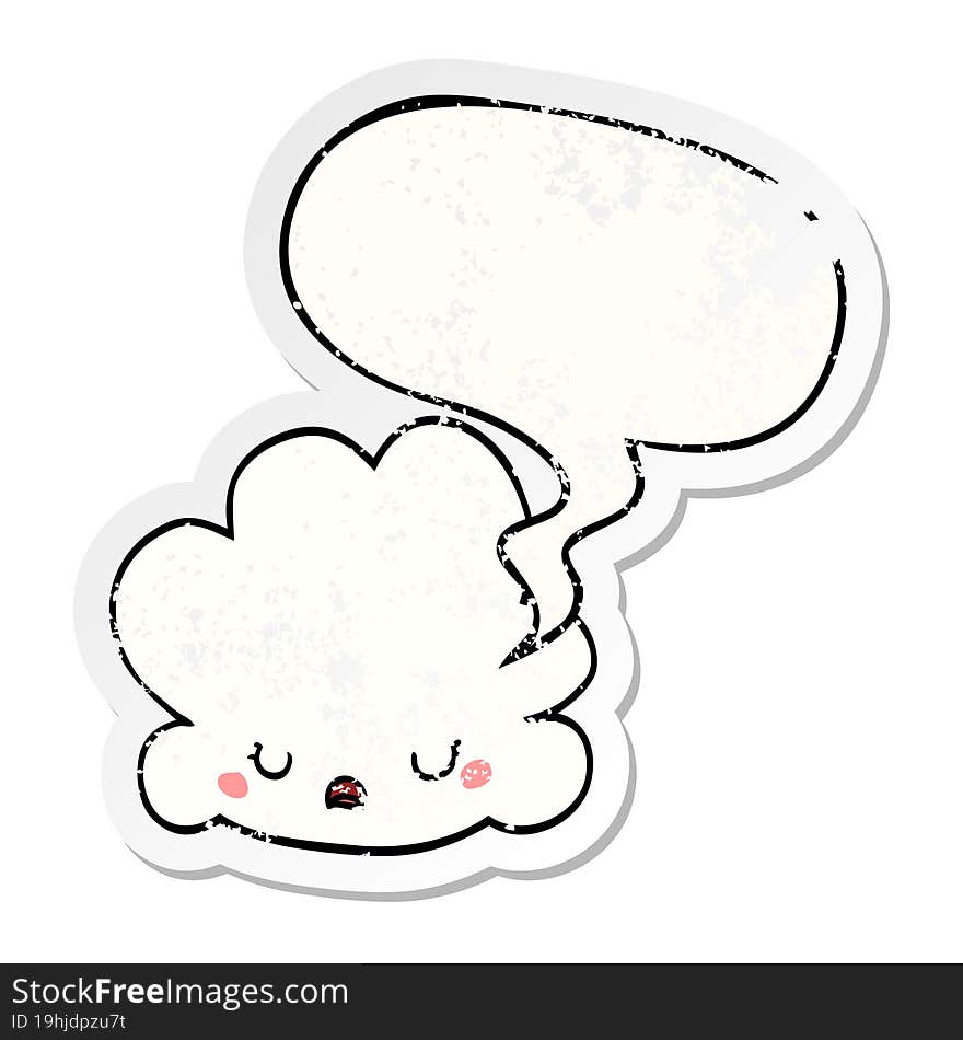 Cute Cartoon Cloud And Speech Bubble Distressed Sticker