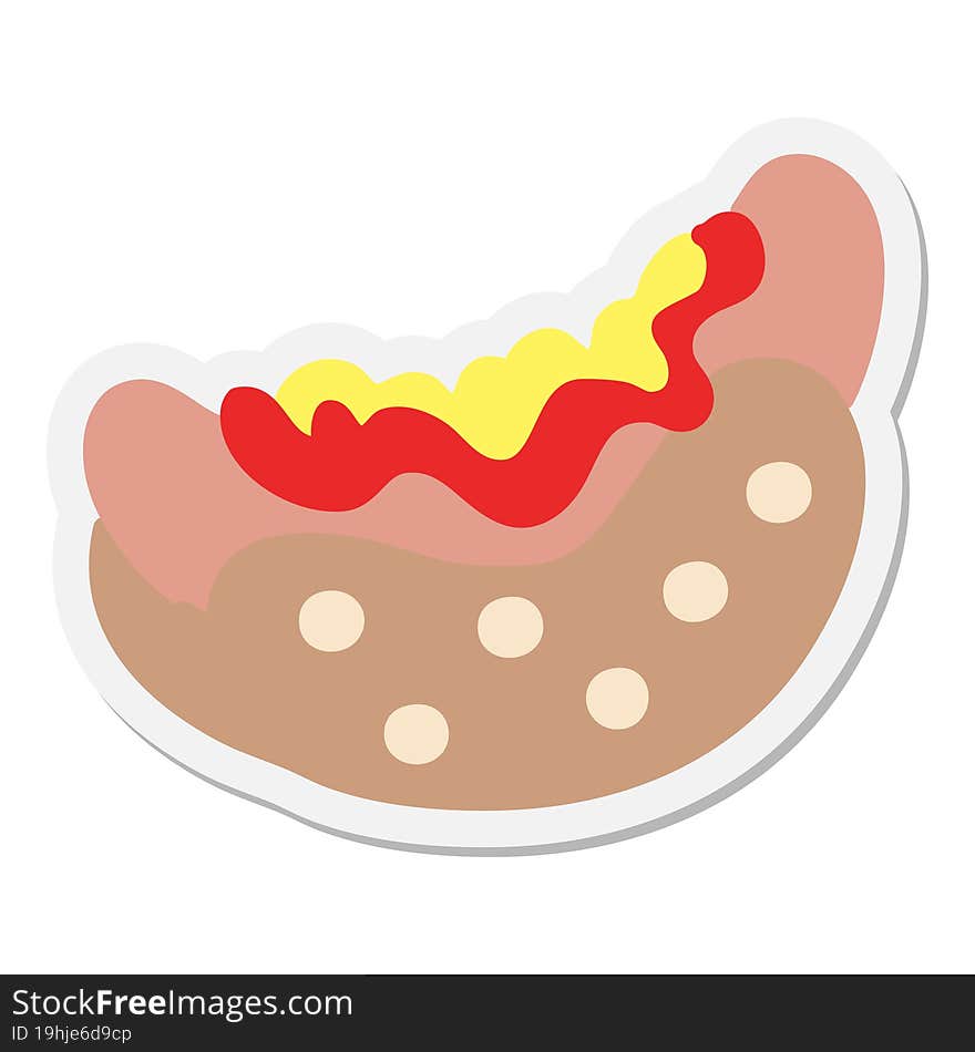 hotdog with ketchup and mustard sticker