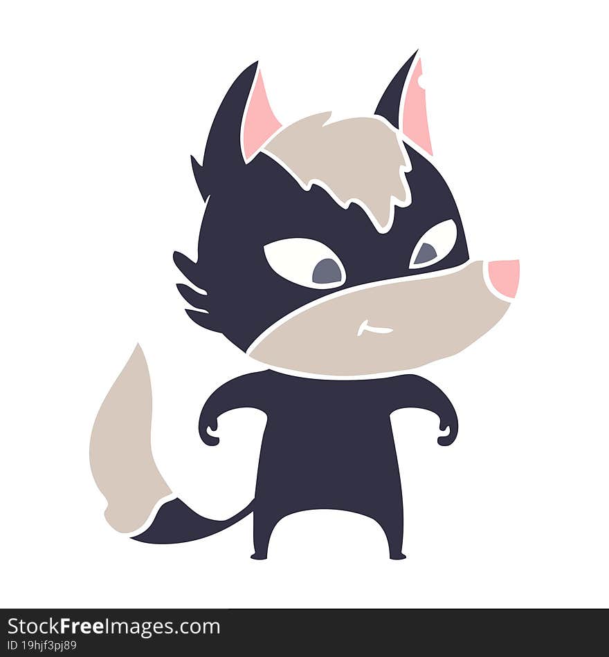 Friendly Flat Color Style Cartoon Wolf