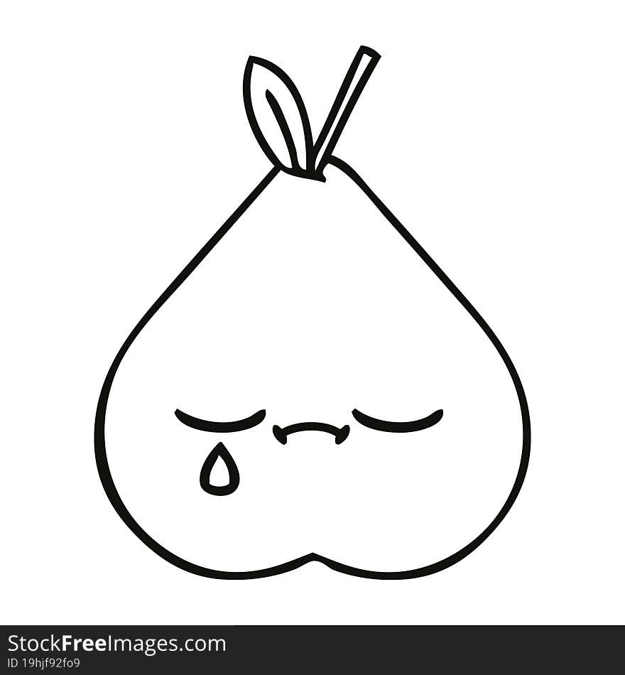 line drawing cartoon of a green pear