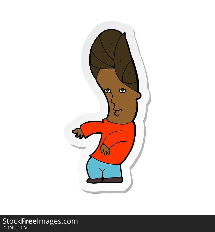 sticker of a cartoon man with no worries